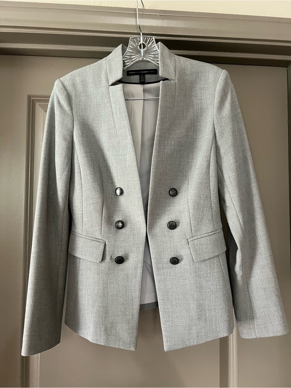 White House Black Market Gray Military Blazer Size 0